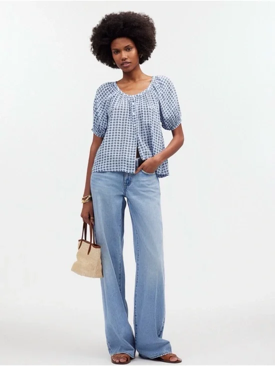 Madewell Puff-Sleeve A-Line Top - Picture 2 of 8